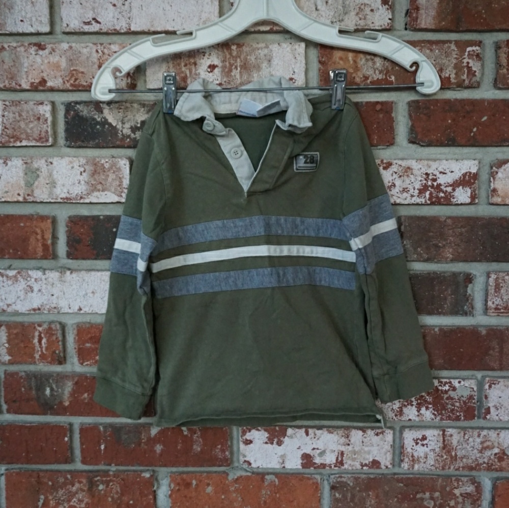 McKids Green Striped Button Down Boy's Shirt